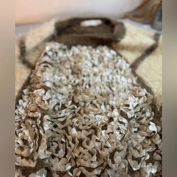 Egoist Sweater Multi-material with Pedal like design, stripes and mohair look. - Picture 2 of 12